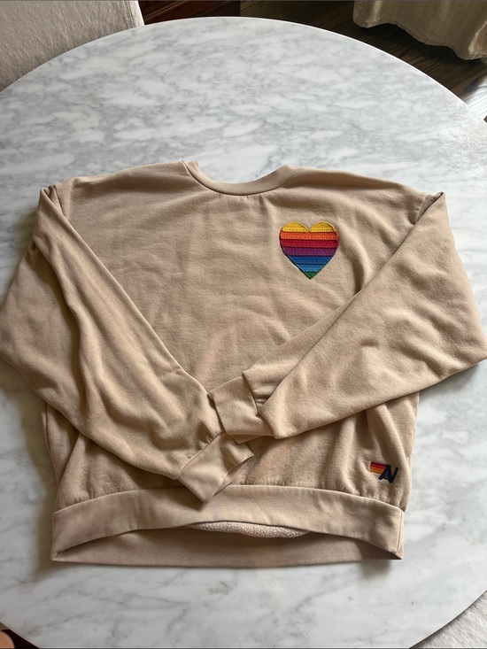 Aviator Nation Tops - Aviator Nation Rainbow Heart Stitch Relaxed Crew Sweatshirt